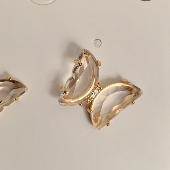 Clear butterfly earrings 925ss post - Picture 2 of 4